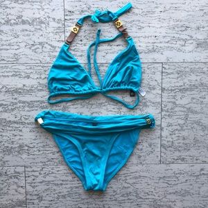 Vix - Turquoise Bikini with Gold Hardware